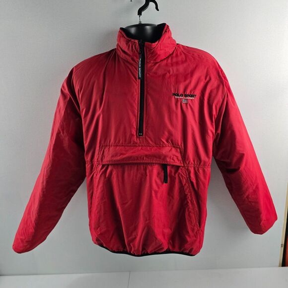 Polo Sports Ralph Lauren Puff jacket‎ reversible mens Large blue red spell out - Picture 1 of 11